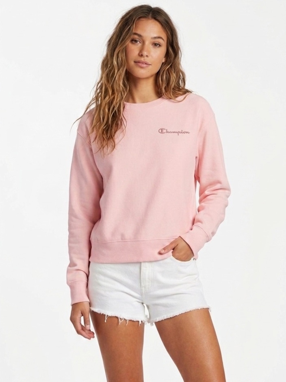 Champion Pastel Pink French Terry Crewneck Sweatshirt